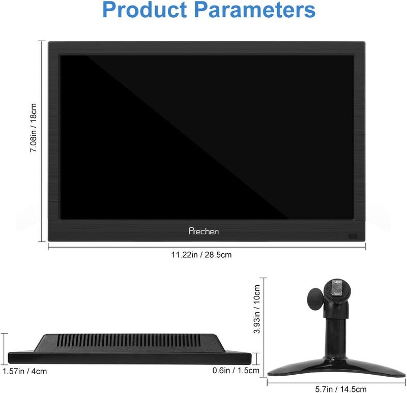 Prechen 11.6 Inch Security Monitor,Small Surveillance Monitor HDMI VGA AV BNC USB BNC Input,1366x768 Computer Display with Speakers for CCTV DVR Office and Home Security Camera System Surveillance - Image 2
